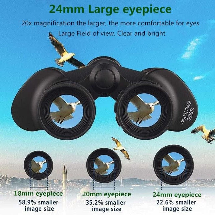 Long-Range Binoculars With Powerful 20x Magnification, Large 50mm Objective Lens, And Military-Grade FMC Coating