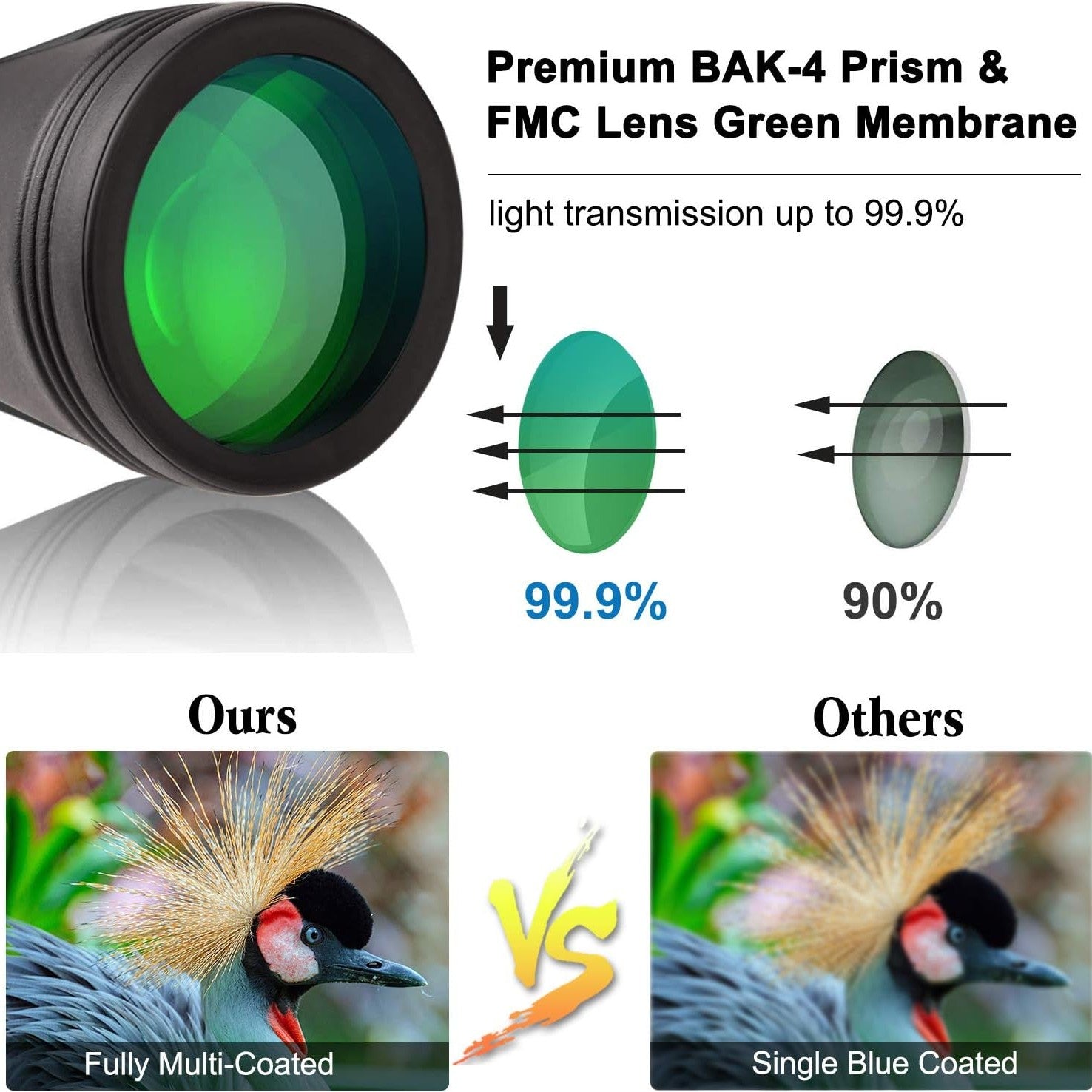 Long-Range Binoculars With Powerful 20x Magnification, Large 50mm Objective Lens, And Military-Grade FMC Coating