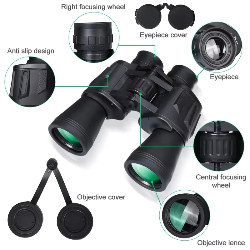 Long-Range Binoculars With Powerful 20x Magnification, Large 50mm Objective Lens, And Military-Grade FMC Coating