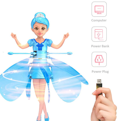 Magical Flying Fairy with Hand Sensor Control, USB Rechargeable, Auto Start Stop, Self-Balancing, Glowing Lights for Ages 6+
