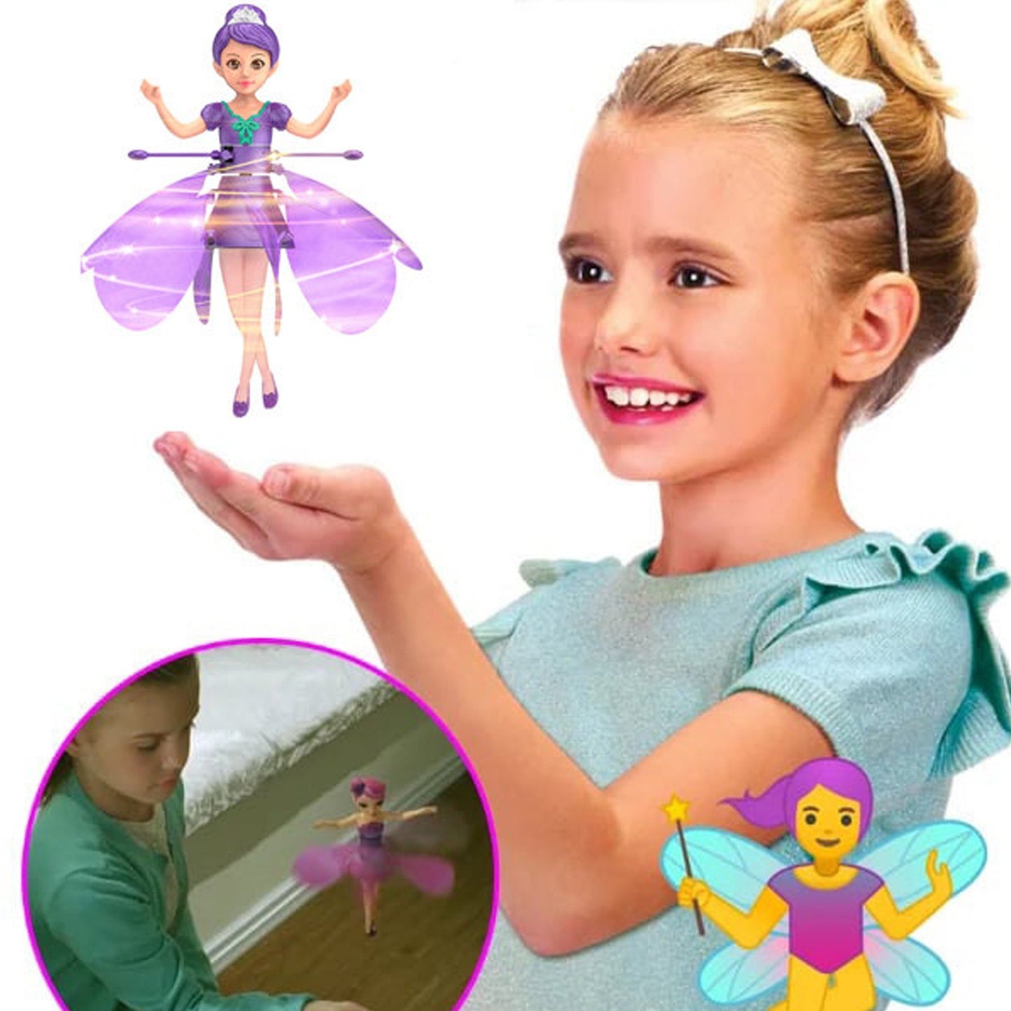 Magical Flying Fairy with Hand Sensor Control, USB Rechargeable, Auto Start Stop, Self-Balancing, Glowing Lights for Ages 6+