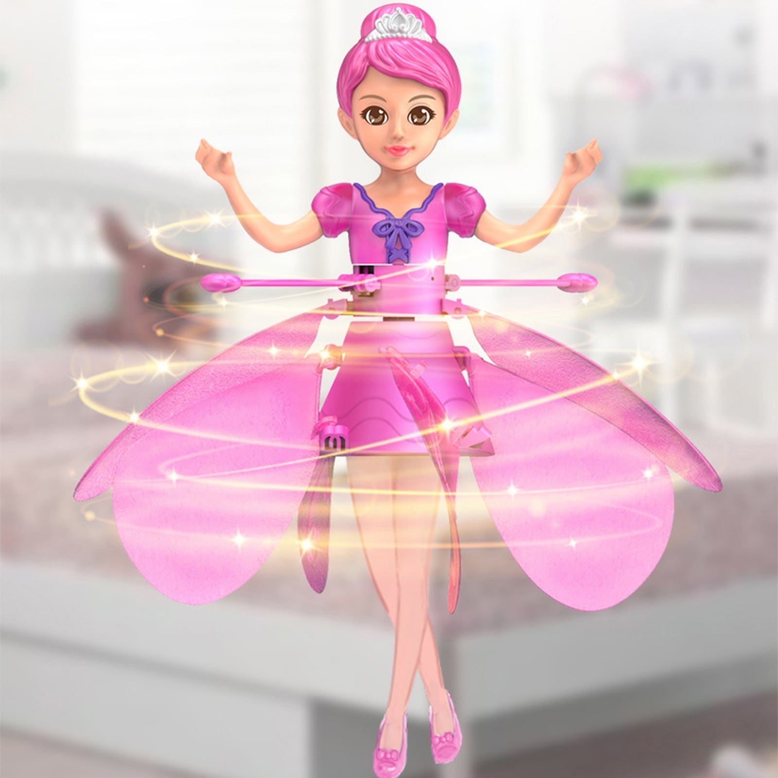 Magical Flying Fairy with Hand Sensor Control, USB Rechargeable, Auto Start Stop, Self-Balancing, Glowing Lights for Ages 6+