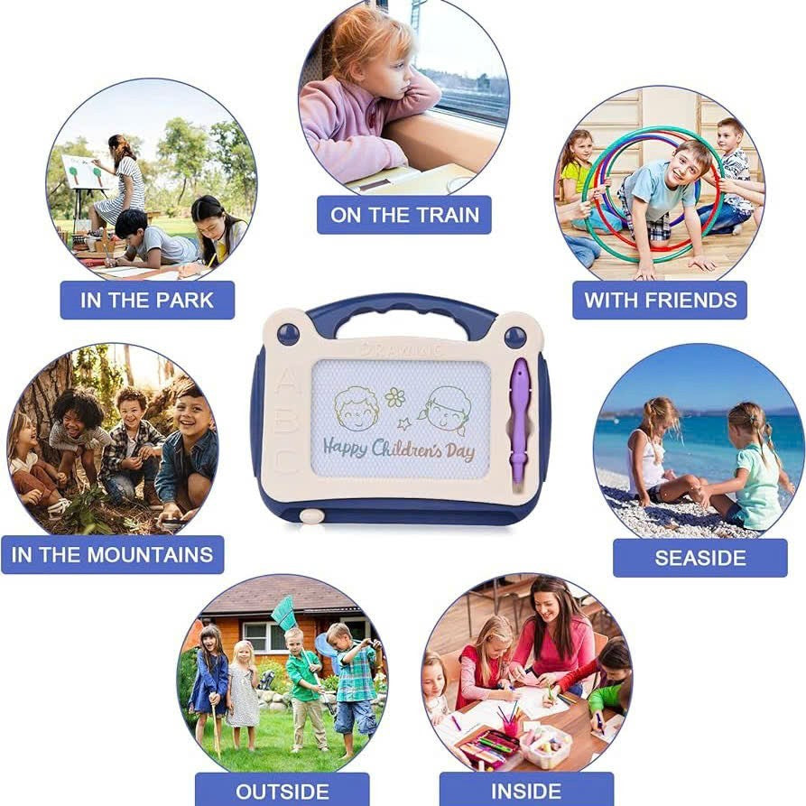 Magnetic Drawing Board – Cartoon Writing Toy for Kids & Toddlers, Easy Erase, Portable with Handle, Safe for Ages 3+