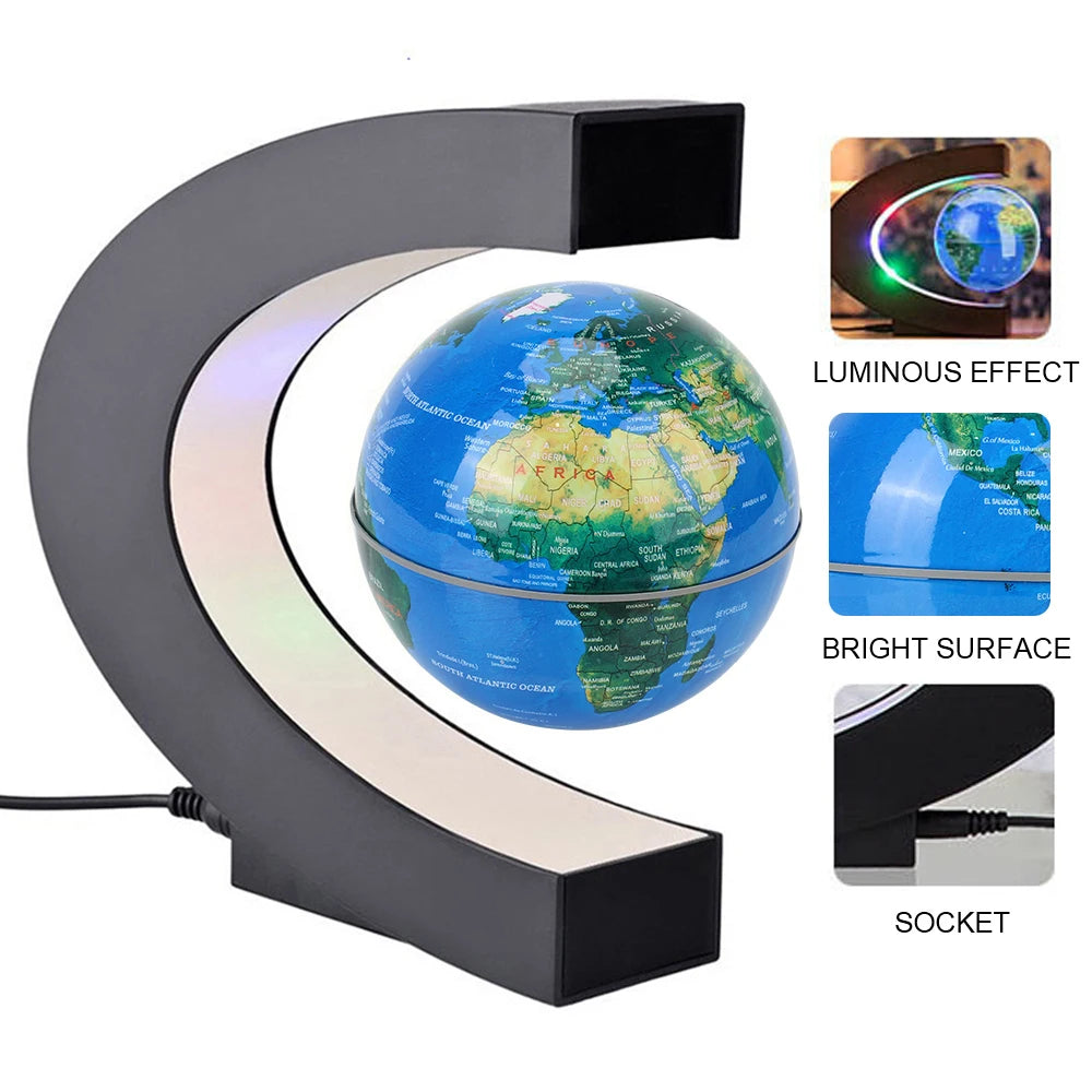 Magnetic Floating Globe With LED Light, Modern Design, Eye-Catching Home & Office Decor