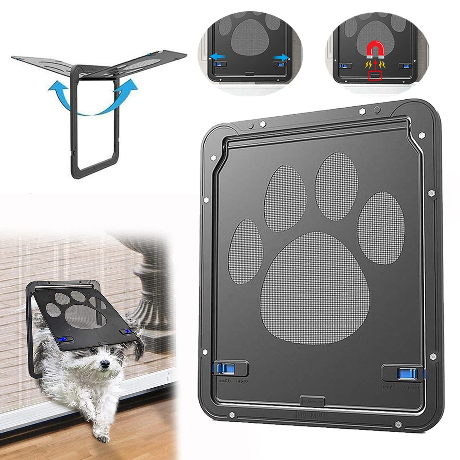 Magnetic Locking Cat and Dog Door with ABS Flap for Cats & Small Dogs, Easy Installation, Scratch Resistant