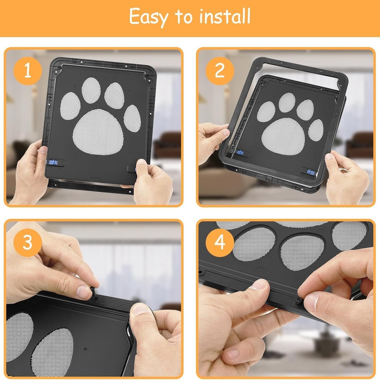 Magnetic Locking Cat and Dog Door with ABS Flap for Cats & Small Dogs, Easy Installation, Scratch Resistant