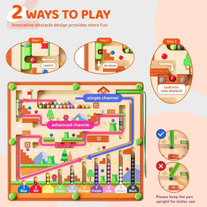 Magnetic Montessori Maze, Fine Motor Skill Toy, Compact and Portable, Safe for Ages 3+