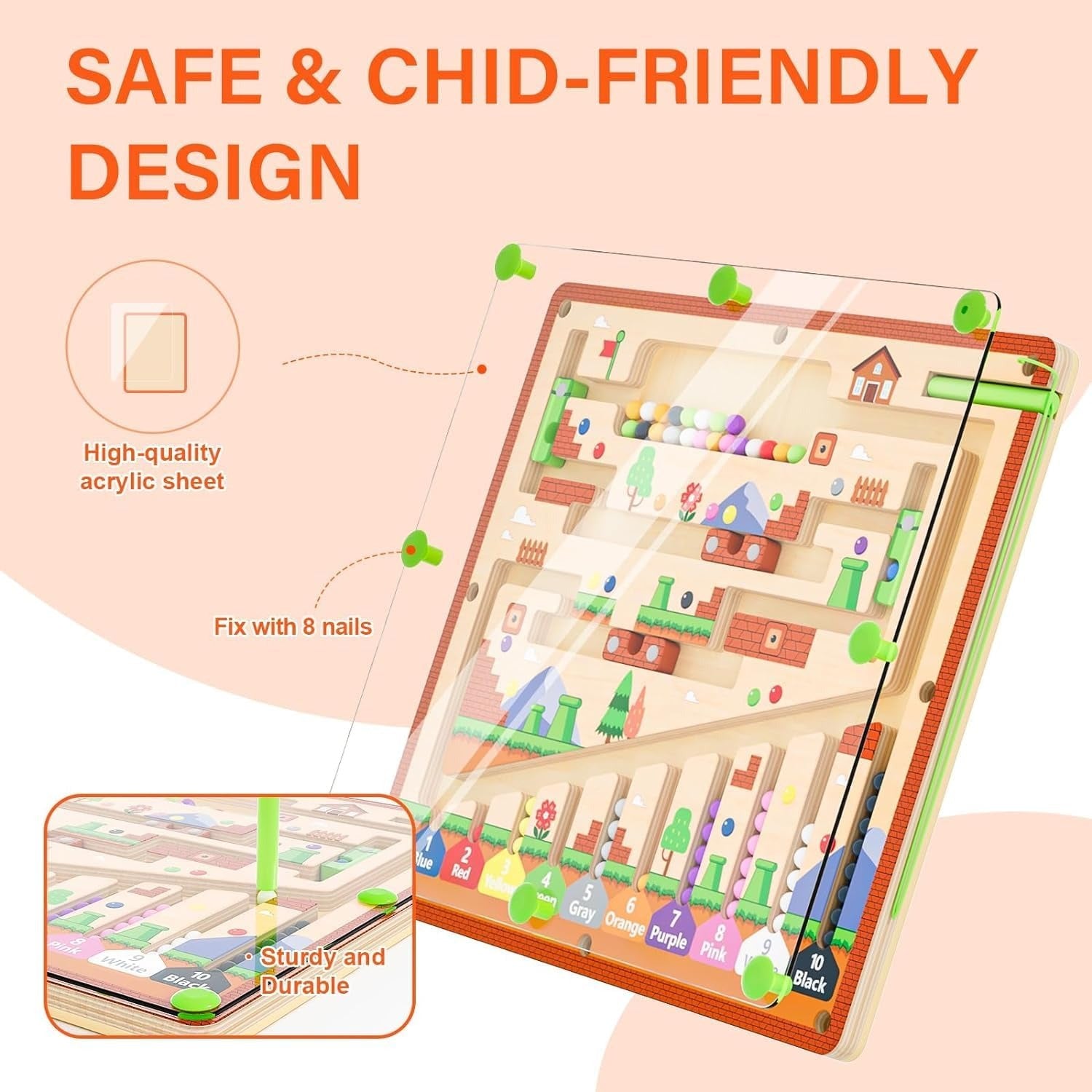 Magnetic Montessori Maze, Fine Motor Skill Toy, Compact and Portable, Safe for Ages 3+