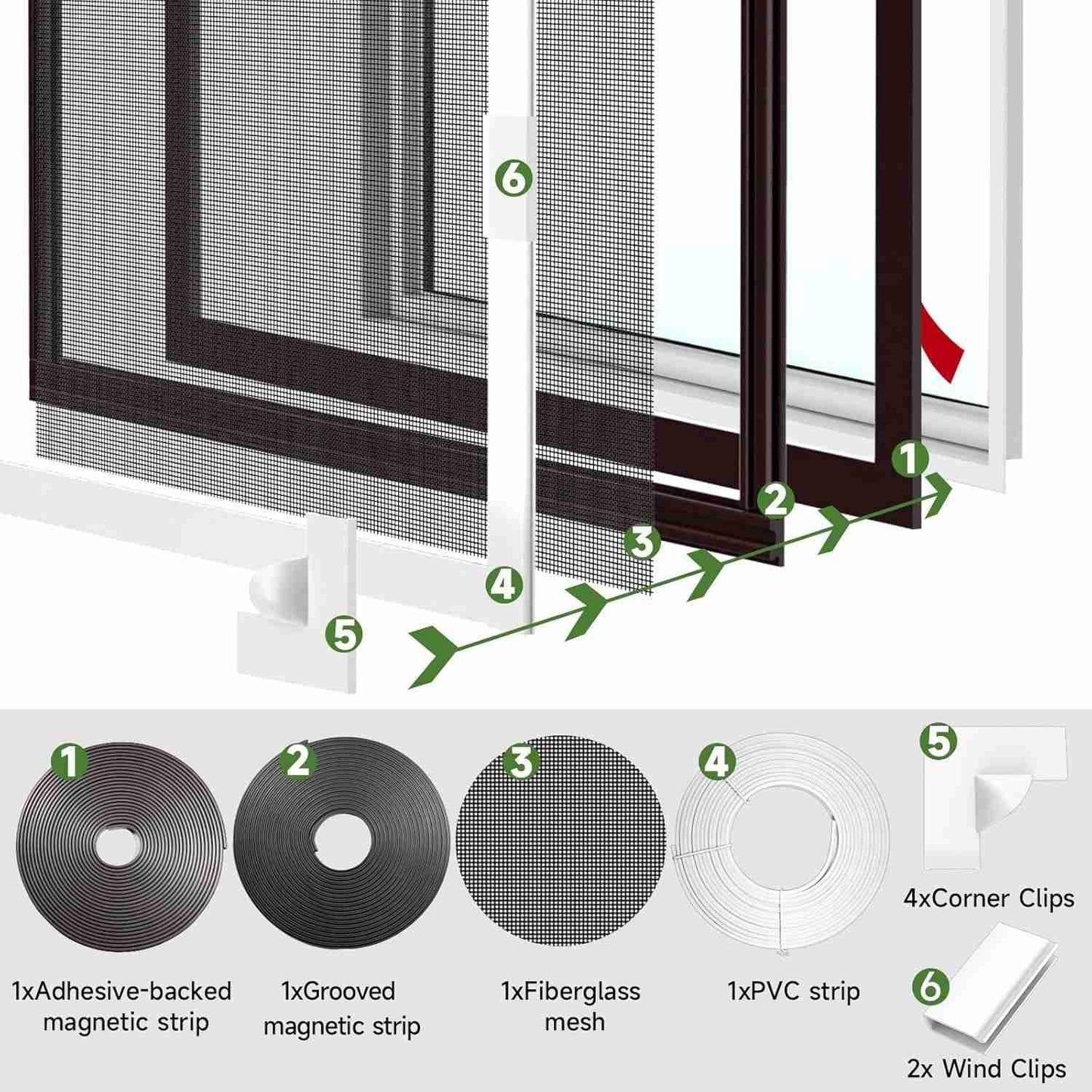 Magnetic Window Screen - Adjustable Fly Screen for Windows With Breathable, Easy Install, Adjustable, Self-Adhesive