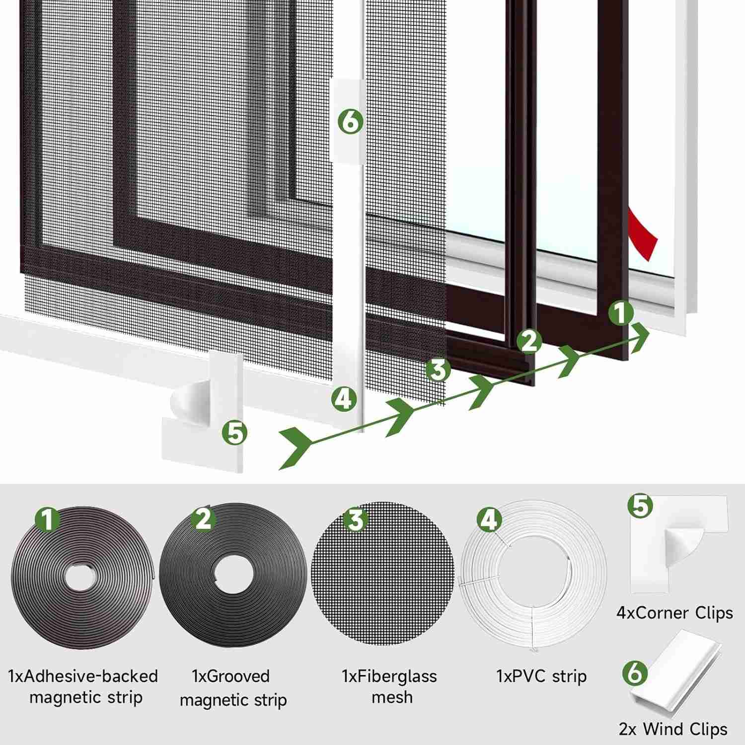 Magnetic Window Screen - Adjustable Fly Screen for Windows With Breathable, Easy Install, Adjustable, Self-Adhesive