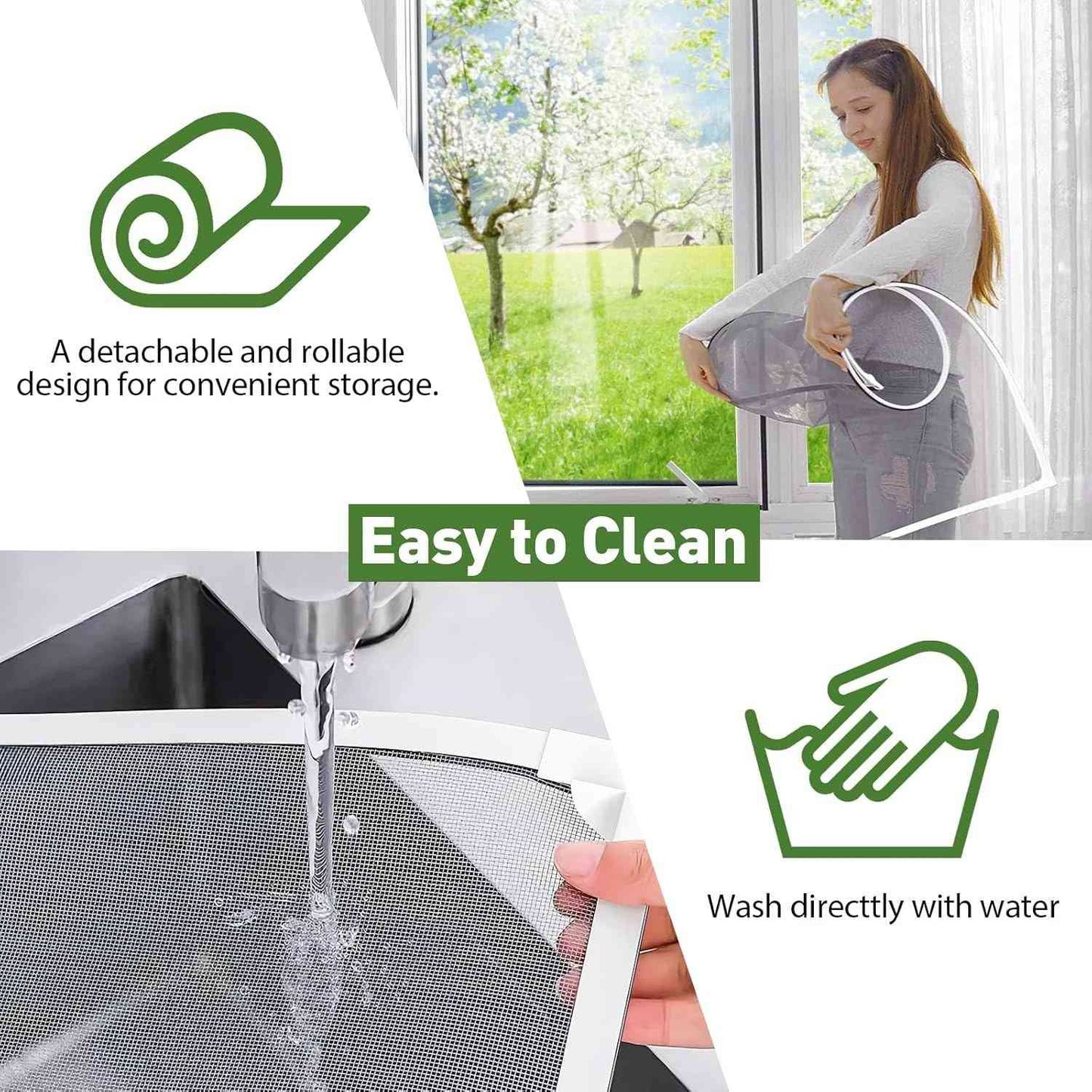Magnetic Window Screen - Adjustable Fly Screen for Windows With Breathable, Easy Install, Adjustable, Self-Adhesive