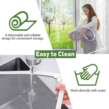 Magnetic Window Screen - Adjustable Fly Screen for Windows With Breathable, Easy Install, Adjustable, Self-Adhesive