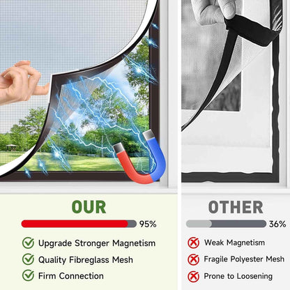 Magnetic Window Screen - Adjustable Fly Screen for Windows With Breathable, Easy Install, Adjustable, Self-Adhesive