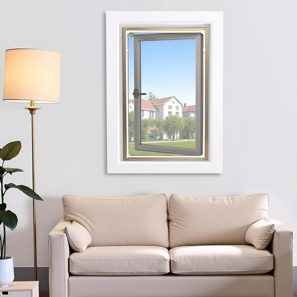 Magnetic Window Screen - Adjustable Fly Screen for Windows With Breathable, Easy Install, Adjustable, Self-Adhesive