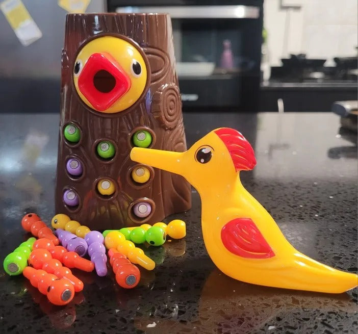 Magnetic Woodpecker Catching Game with Educational Toy with Colorful Worms, Safe for  Ages 1+