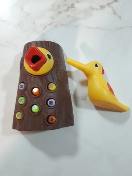 Magnetic Woodpecker Catching Game with Educational Toy with Colorful Worms, Safe for  Ages 1+