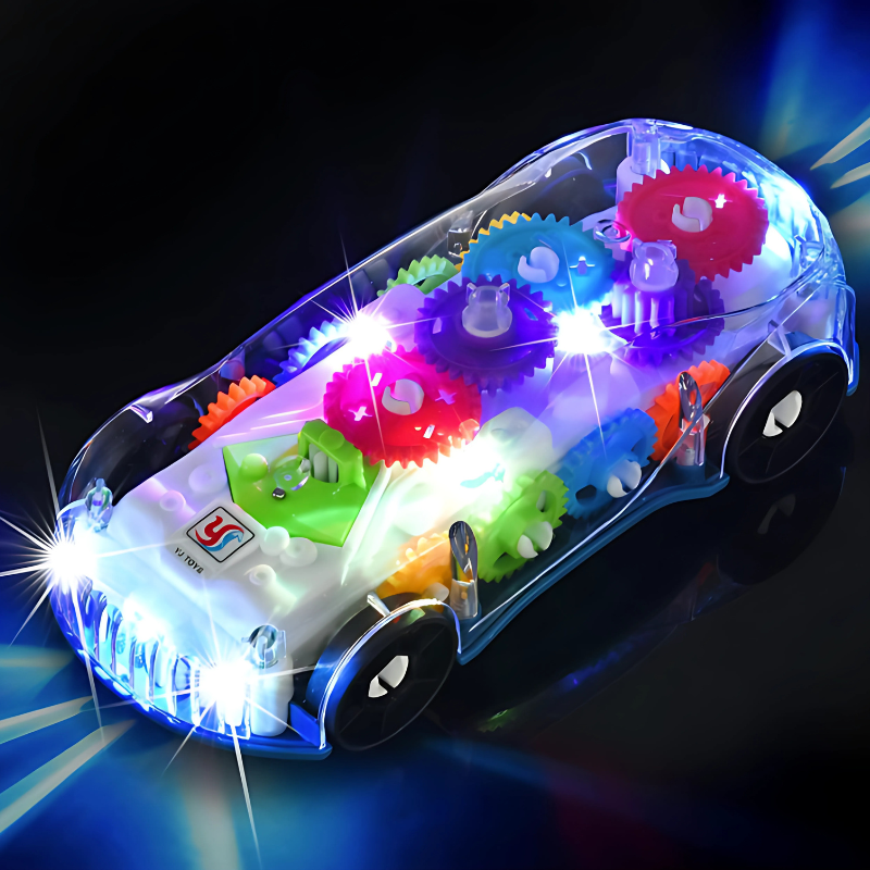 Light-Up Transparent Car with Moving Gears