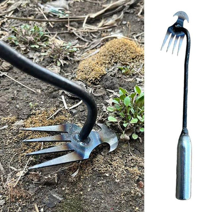 Manganese Steel V-Fork Garden Weeder Tool with Handle