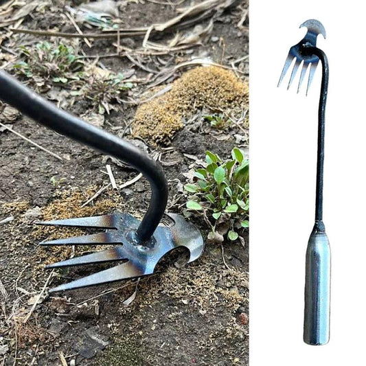 Manganese Steel V-Fork Garden Weeder Tool with Handle