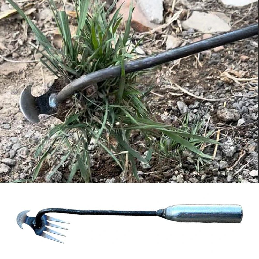 Manganese Steel V-Fork Garden Weeder Tool with Handle
