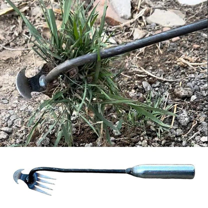 Manganese Steel V-Fork Garden Weeder Tool with Handle