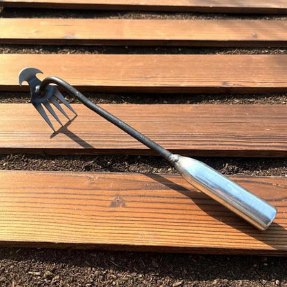 Manganese Steel V-Fork Garden Weeder Tool with Handle