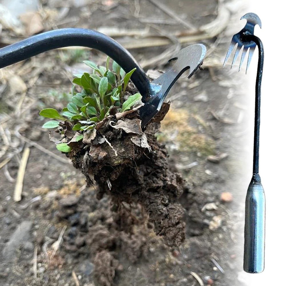 Manganese Steel V-Fork Garden Weeder Tool with Handle