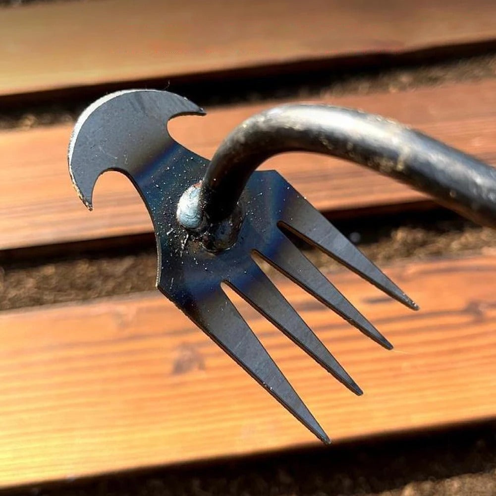 Manganese Steel V-Fork Garden Weeder Tool with Handle