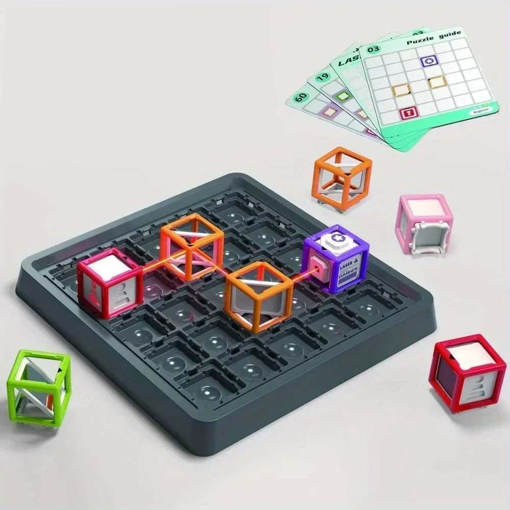 Maze Stacking Educational Toy with 60 Challenge Cards Included, Light-Up Target Cube,Safe for Ages 7+