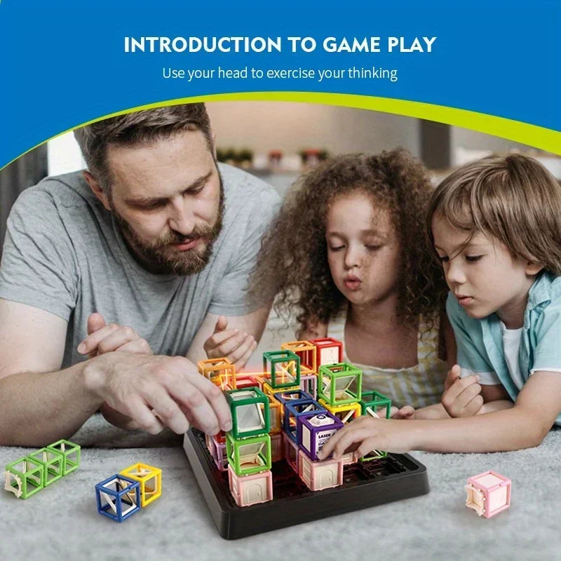 Maze Stacking Educational Toy with 60 Challenge Cards Included, Light-Up Target Cube,Safe for Ages 7+