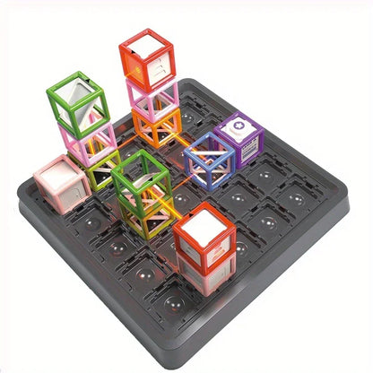 Maze Stacking Educational Toy with 60 Challenge Cards Included, Light-Up Target Cube,Safe for Ages 7+