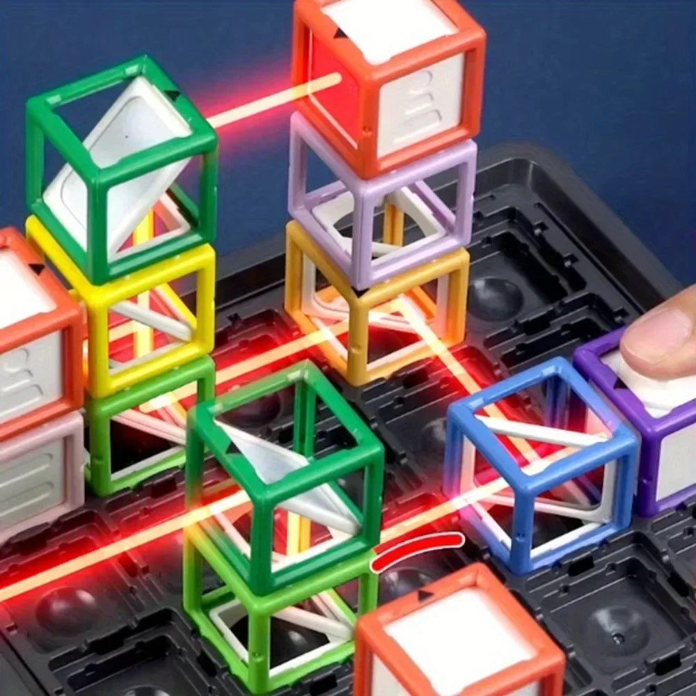 Maze Stacking Educational Toy with 60 Challenge Cards Included, Light-Up Target Cube,Safe for Ages 7+