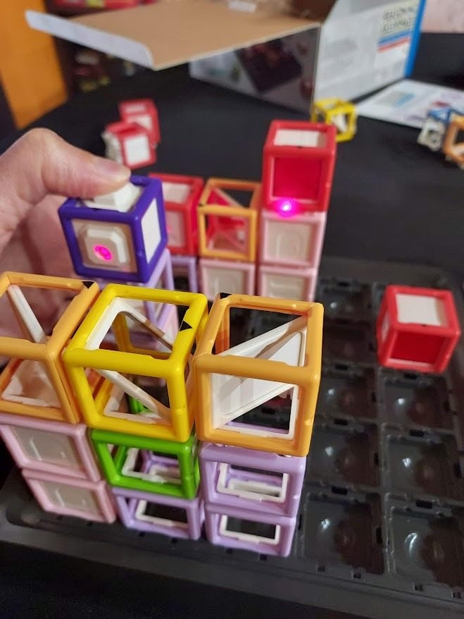 Maze Stacking Educational Toy with 60 Challenge Cards Included, Light-Up Target Cube,Safe for Ages 7+
