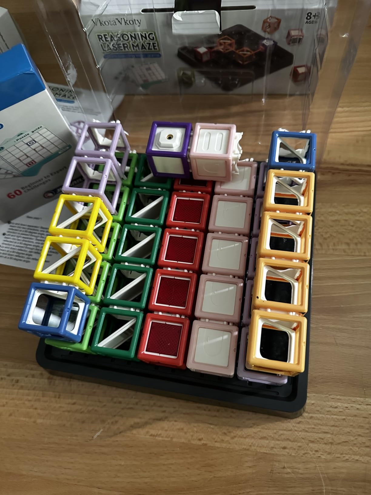 Maze Stacking Educational Toy with 60 Challenge Cards Included, Light-Up Target Cube,Safe for Ages 7+