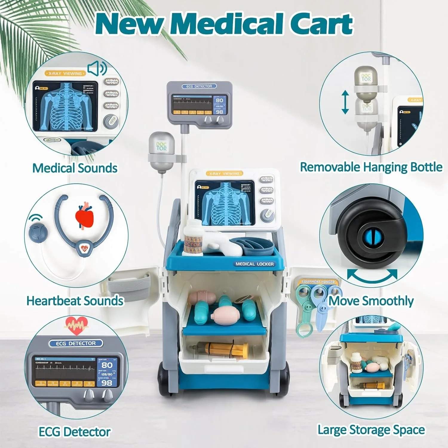Medical Playset for Kids – Develop Caring & Empathy Skills with Sound, Rolling Cart, Safe for Ages 3+