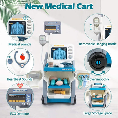 Medical Playset for Kids – Develop Caring & Empathy Skills with Sound, Rolling Cart, Safe for Ages 3+