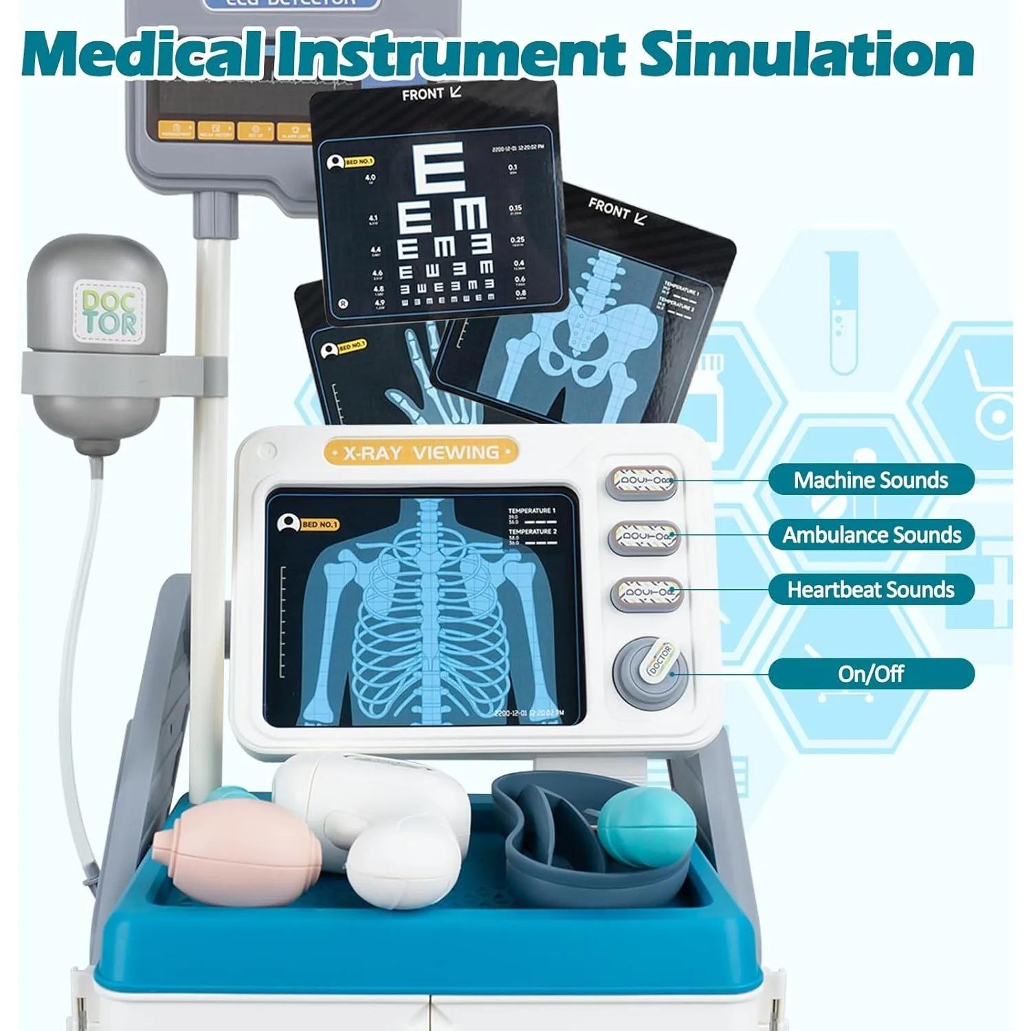 Medical Playset for Kids – Develop Caring & Empathy Skills with Sound, Rolling Cart, Safe for Ages 3+