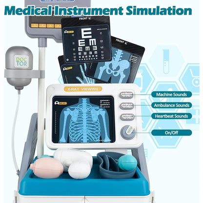 Medical Playset for Kids – Develop Caring & Empathy Skills with Sound, Rolling Cart, Safe for Ages 3+