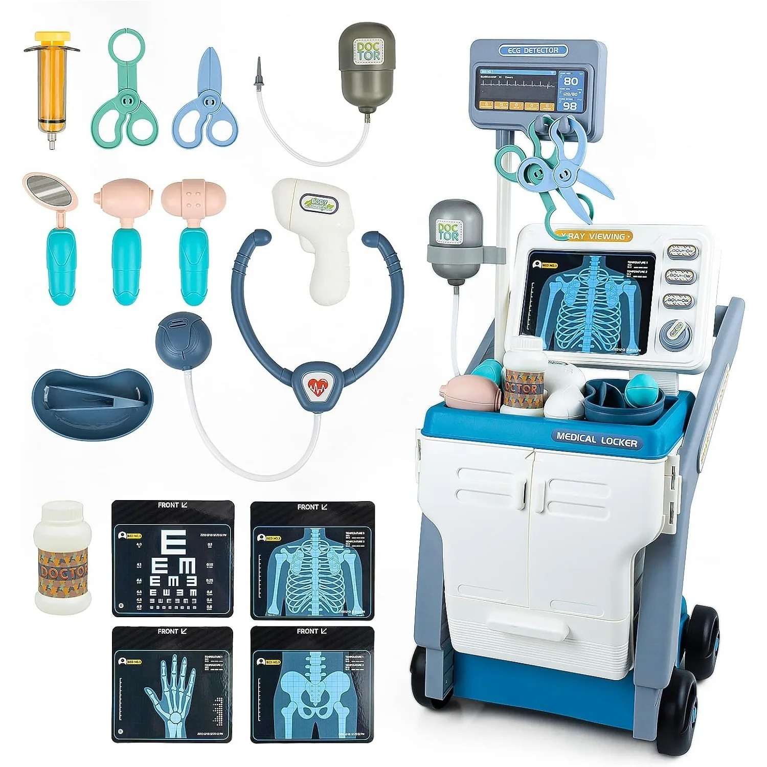 Medical Playset for Kids – Develop Caring & Empathy Skills with Sound, Rolling Cart, Safe for Ages 3+