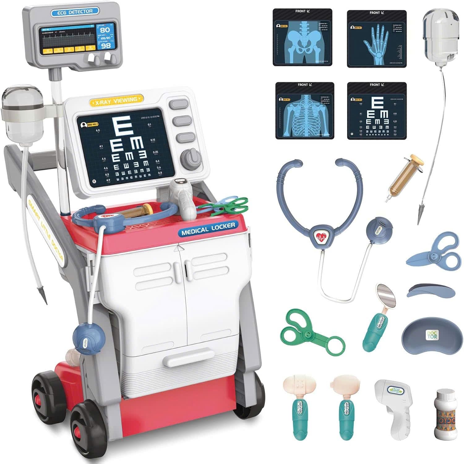 Medical Playset for Kids – Develop Caring & Empathy Skills with Sound, Rolling Cart, Safe for Ages 3+
