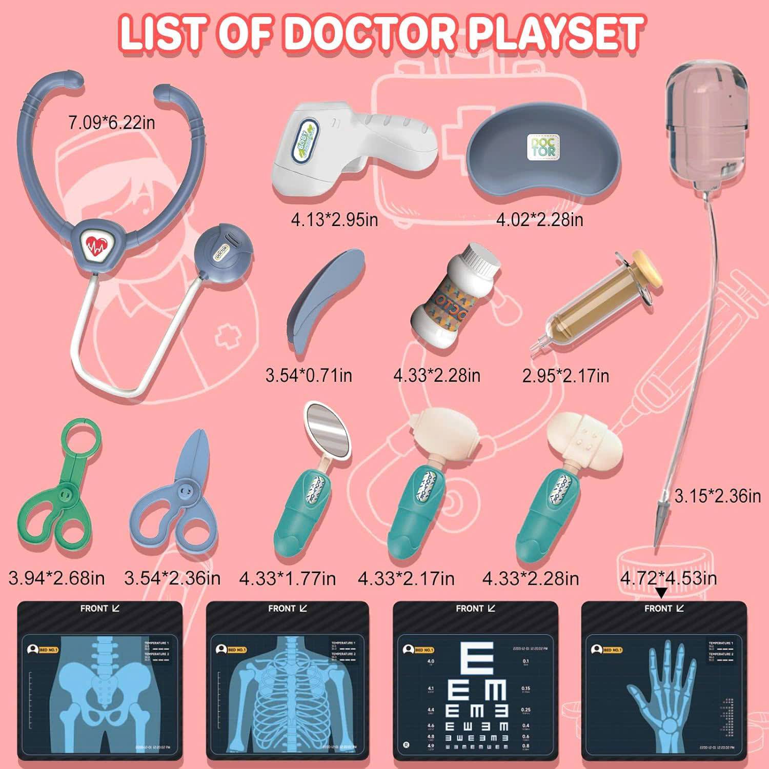 Medical Playset for Kids – Develop Caring & Empathy Skills with Sound, Rolling Cart, Safe for Ages 3+