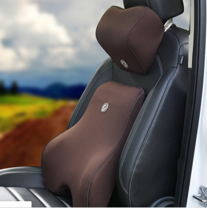 Memory Foam Car Seat Lumbar and Neck Pillow Set