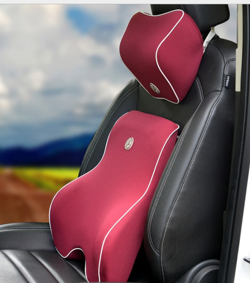 Memory Foam Car Seat Lumbar and Neck Pillow Set