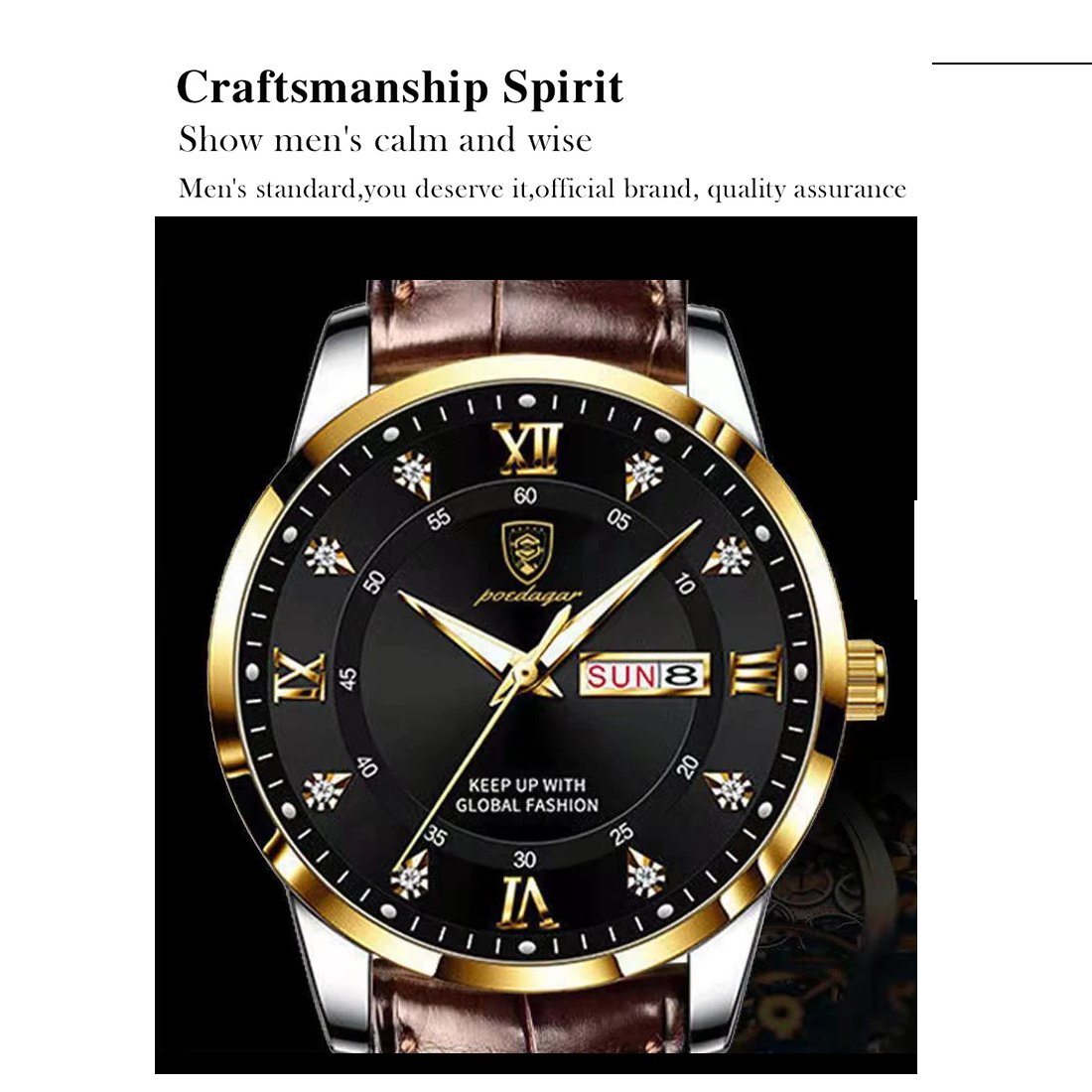 Men’s Stainless Steel Analog Watch - Luxury Waterproof Leather Quartz Timepiece