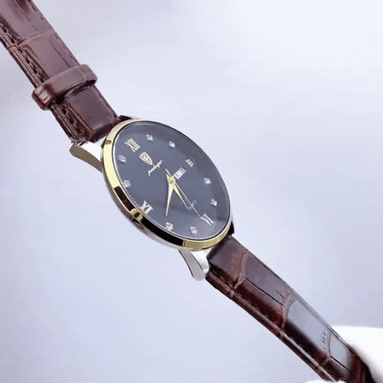 Men’s Stainless Steel Analog Watch - Luxury Waterproof Leather Quartz Timepiece