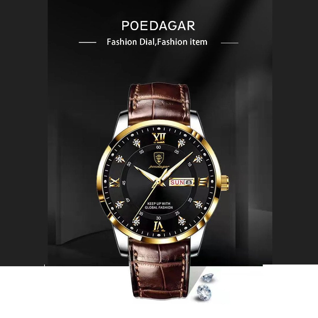 Men’s Stainless Steel Analog Watch - Luxury Waterproof Leather Quartz Timepiece
