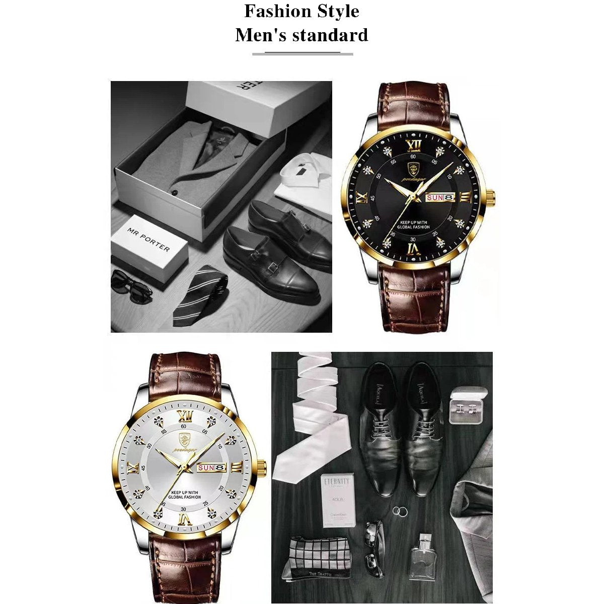 Men’s Stainless Steel Analog Watch - Luxury Waterproof Leather Quartz Timepiece