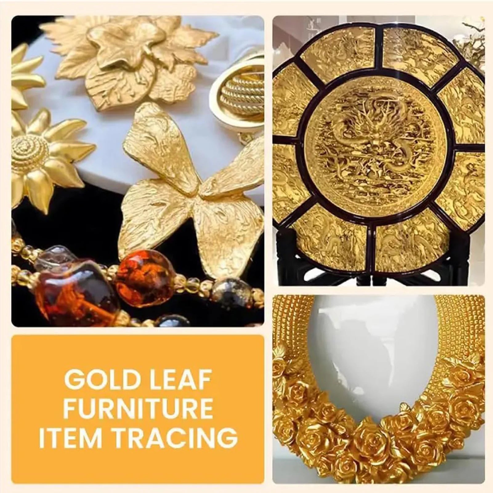 Metallic Gold Leaf Paint for Crafts – DIY Projects, Furniture Restoration, Artistic Detailing & Home Decor