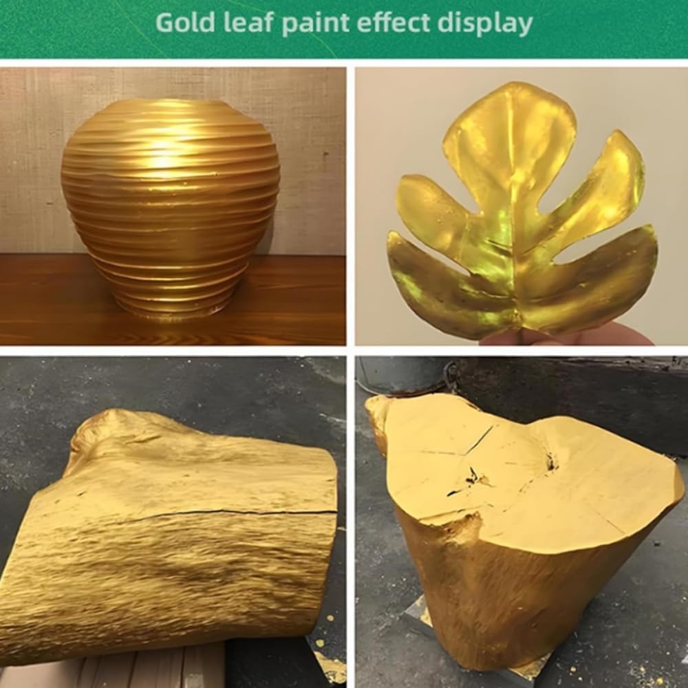 Metallic Gold Leaf Paint for Crafts – DIY Projects, Furniture Restoration, Artistic Detailing & Home Decor