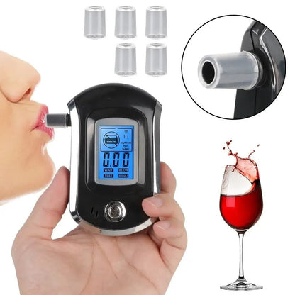Mini Digital Breath Alcohol Tester with LCD Screen & Mouthpieces